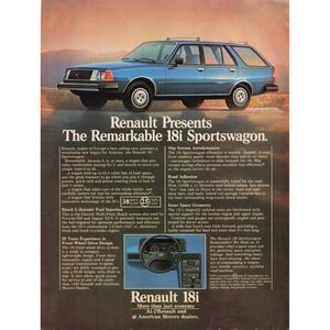 Vintage 1981 Renault 18i Sportswagon Advertisement Car Promo Wall Art Print Ad